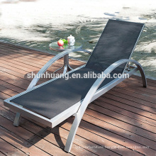 Garden furniture beach chaise lounge black fabric sun lounger